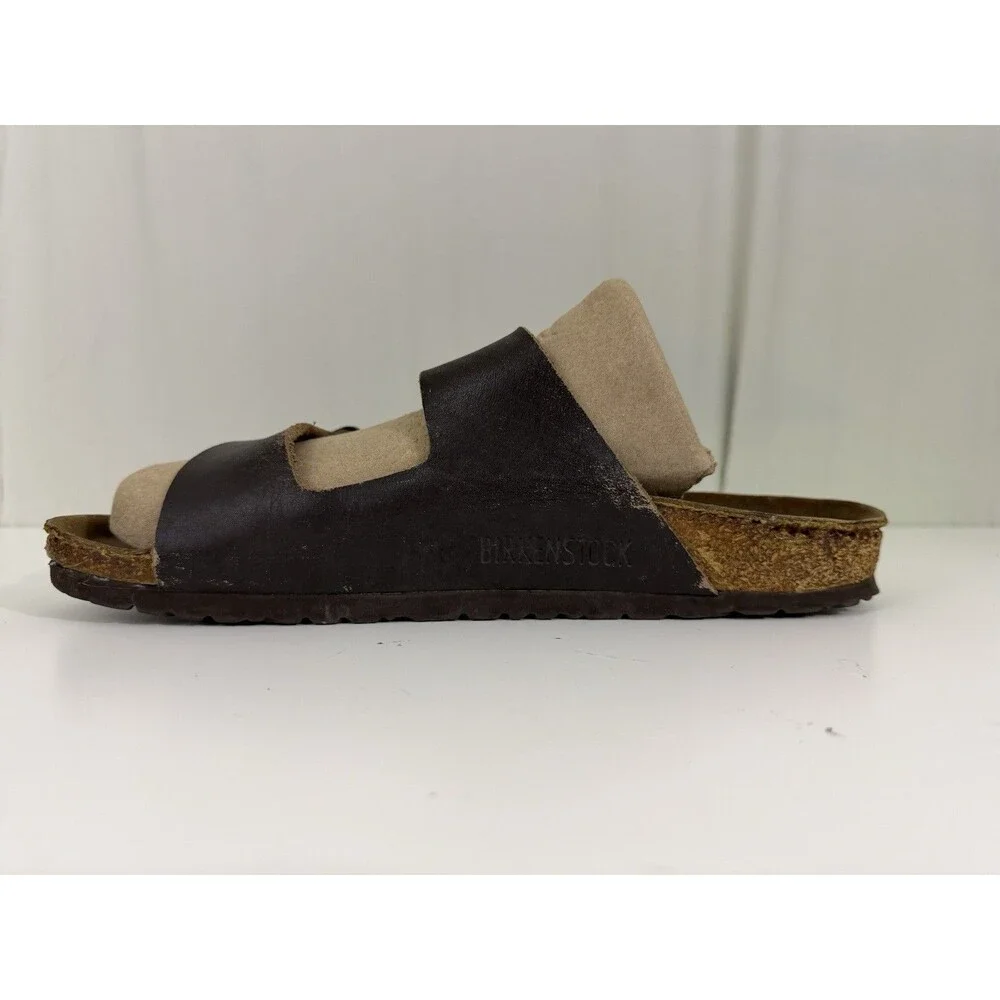 Birkenstock Arizona Men EU 44 US 11-11.5 Brown Leather Sandals Slip On Comfort
